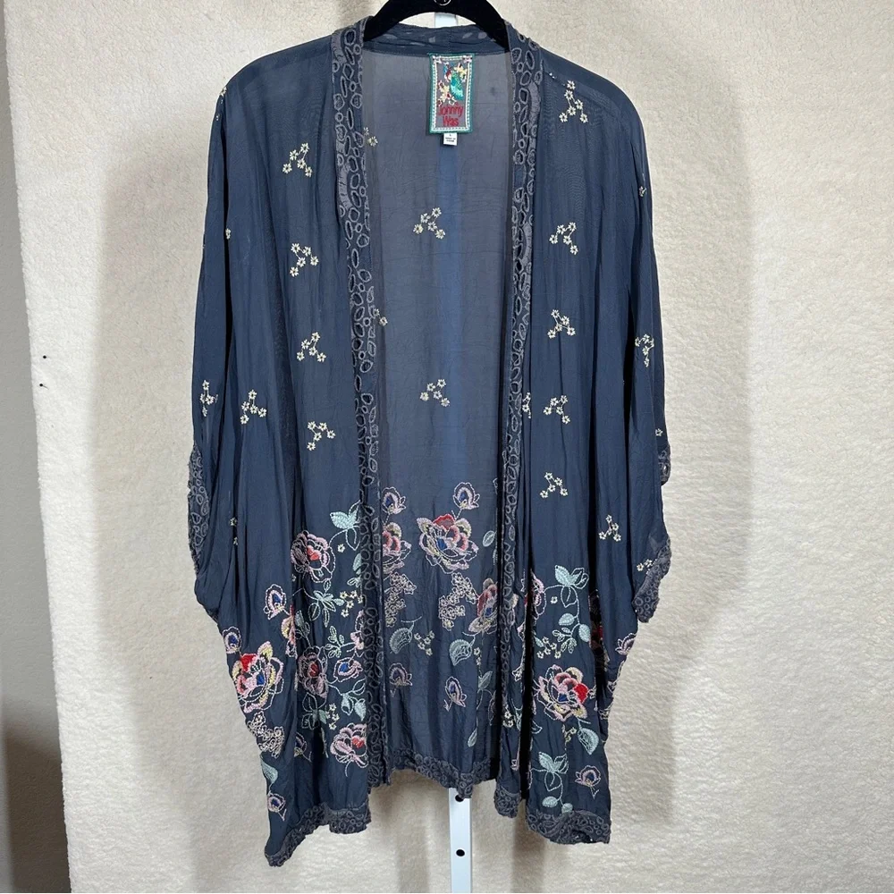 Johnny Was Blue Floral Kimono - Picture 4 of 11
